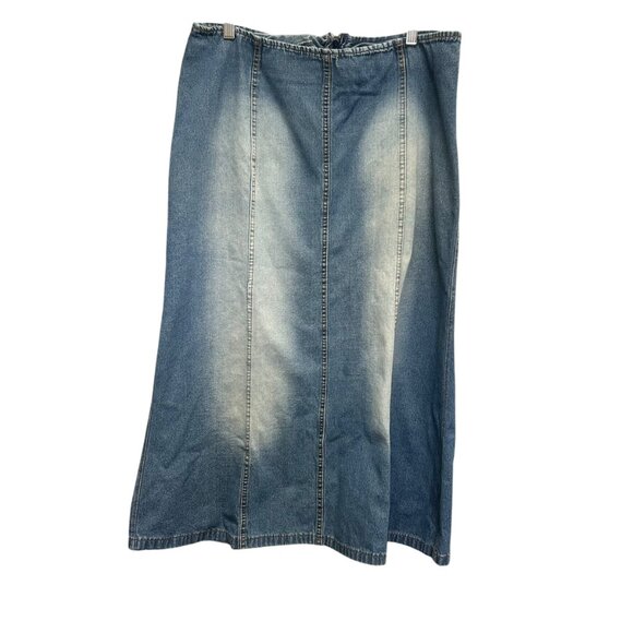 VTG Encore Denim Flare Maxi Skirt Size 22 Paneled Faded Wash Y2K - Picture 2 of 6